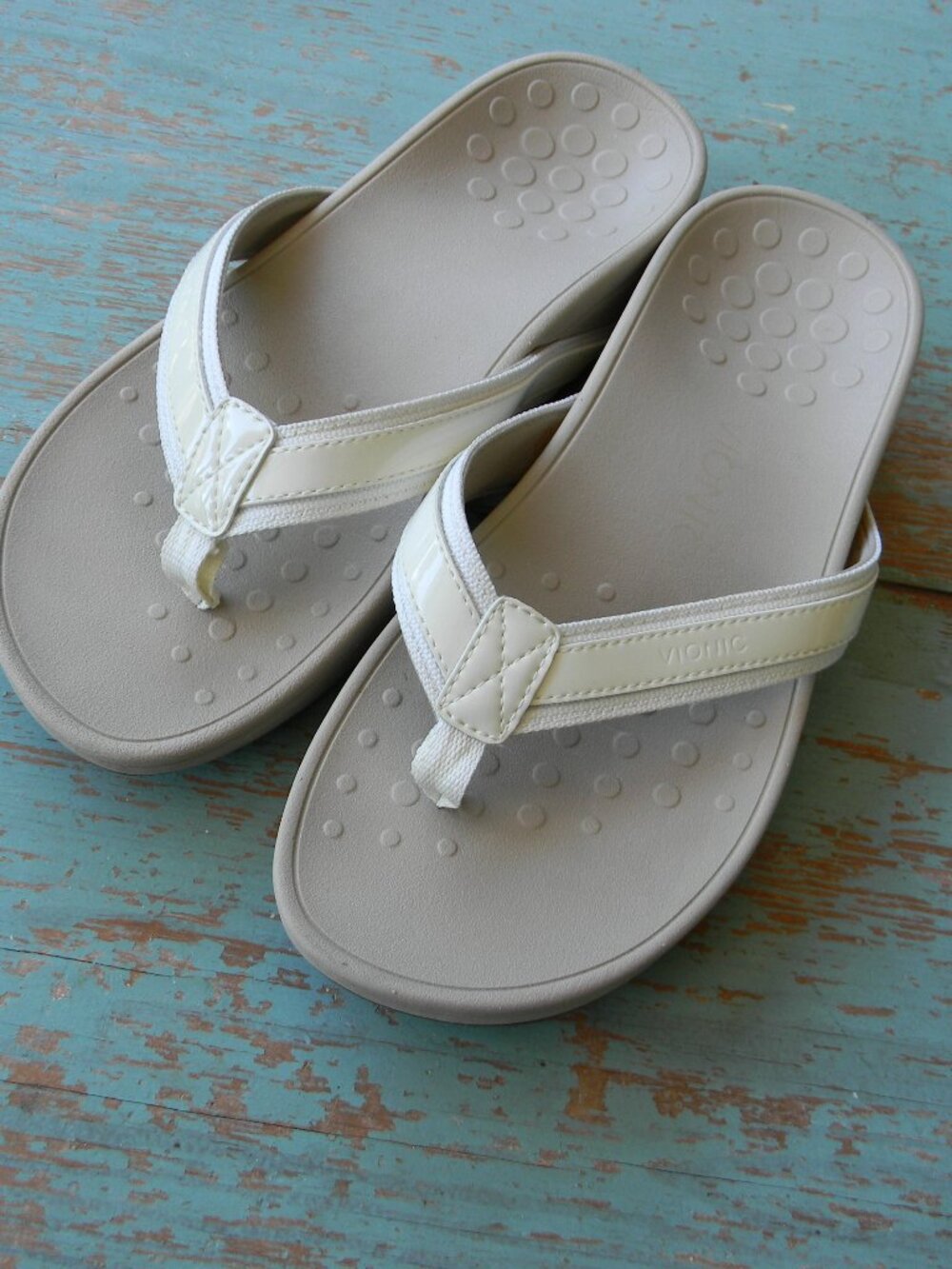 Vionic High Tide Platform Sandals Flip-Flop Wm's Sz 8W Wide Arch Support white